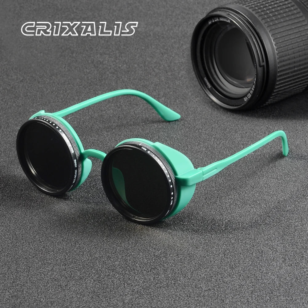 CRIXALIS Handmade ND Adjustable Sunglasses 1~9 Manual Dimming Glasses Fishing Filter UV400 Retro Steampunk Polarized SunGlasses